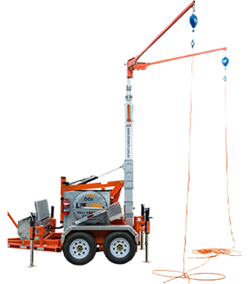 Wheel mounted lifting high-altitude fall protection device