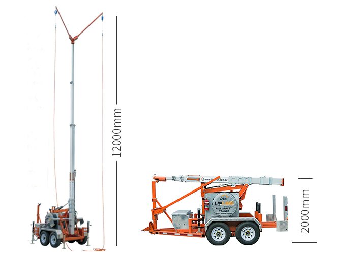 Wheel mounted lifting high-altitude fall protection device