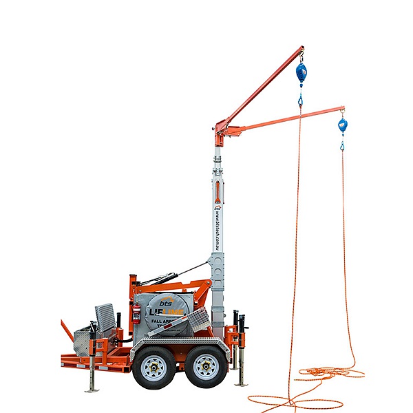 Wheel mounted lifting high-altitude fall protection device